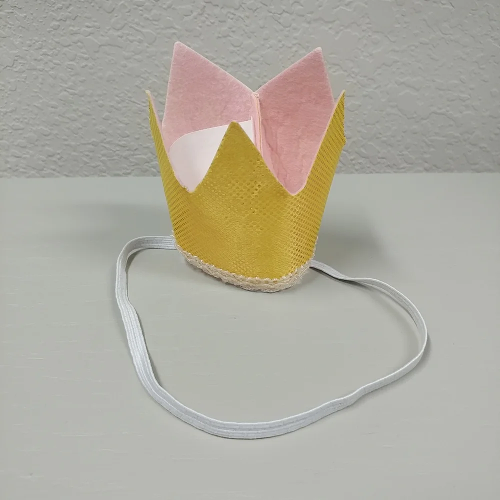 Gold Glitter Crown Headband Baby Toddler Princess Queen Birthday - Picture 6 of 8
